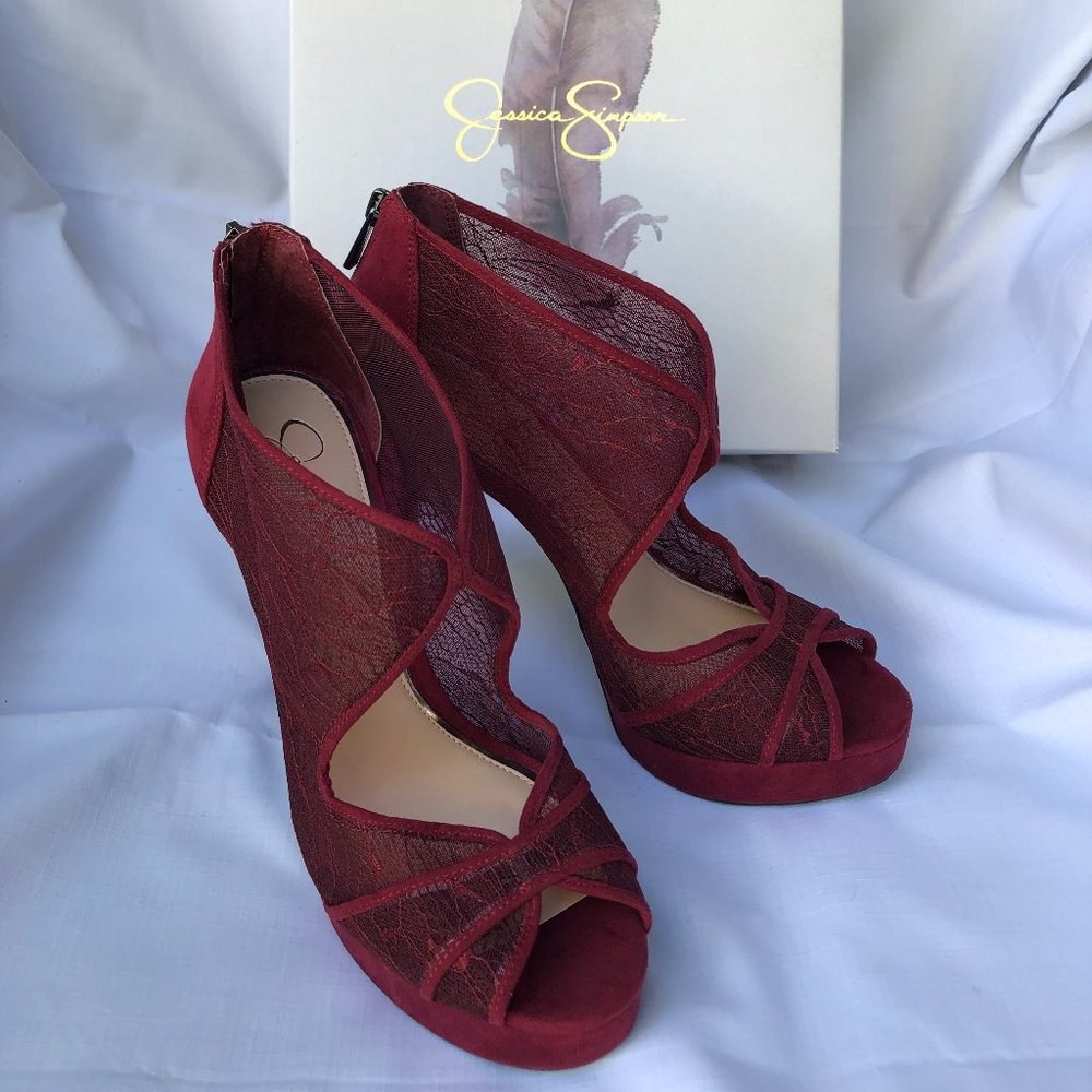 Jessica Simpson Abel Vampire Red Lace Heels, 10M